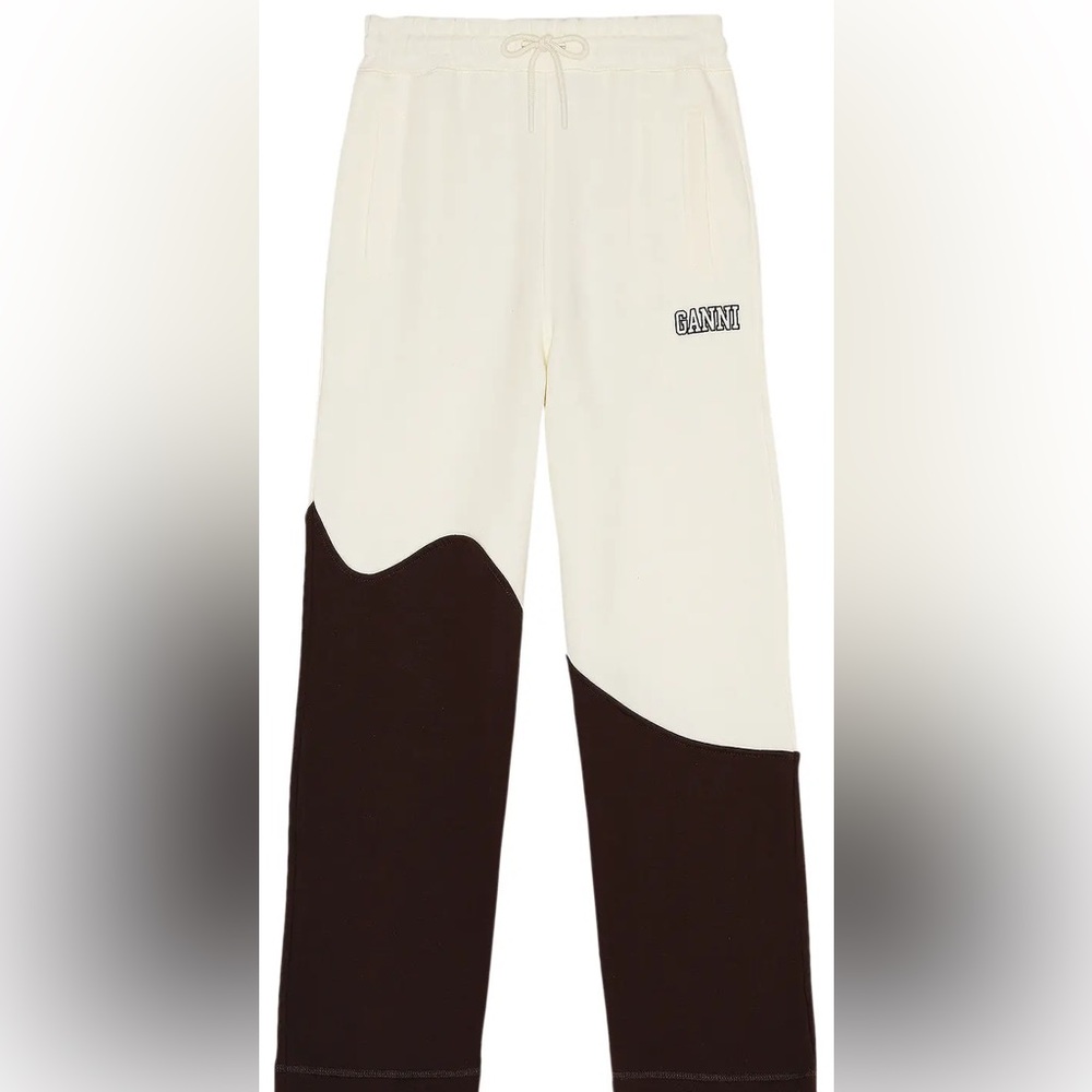 GANNI Wave Logo Sweatpants in White Brown - Picture 4 of 11